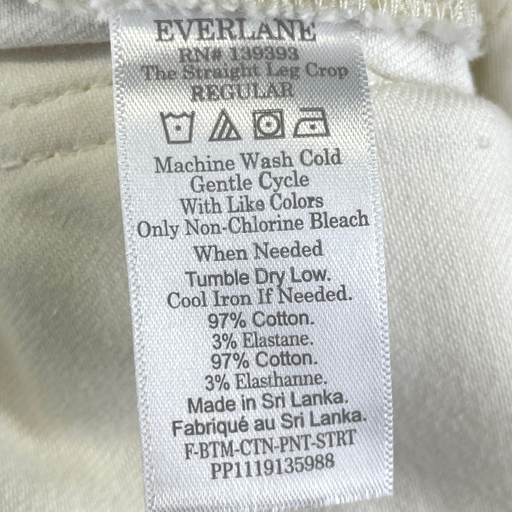 Everlane Straight Leg Crop Pants Women's Size 16 White Cotton Stretch Casual - Picture 8 of 9